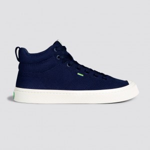 Cariuma High Top Bamboo Weave Knit Vegan IBI HIGH Panske Námornícka Modrá | 13694-SIHN