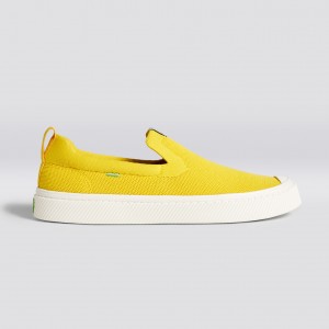 Cariuma Low Top Bamboo Weave Knit Vegan IBI Slip-On Panske Žlté | 12648-PGWL