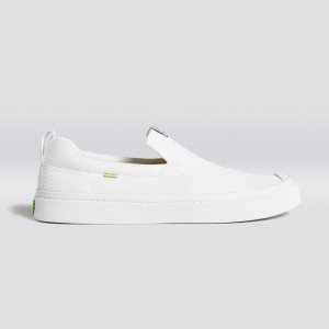 Cariuma Low Top Bamboo Weave Knit Vegan IBI Slip-On Panske Biele | 70345-CEUI