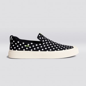 Cariuma Low Top Bamboo Weave Knit Vegan IBI Slip-On Panske Čierne Biele | 29134-GHEA