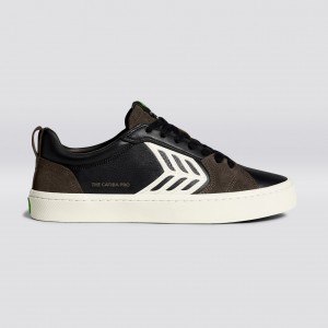 Cariuma Low Top Premium Leather CATIBA PRO Panske Čierne | 52438-IFTK