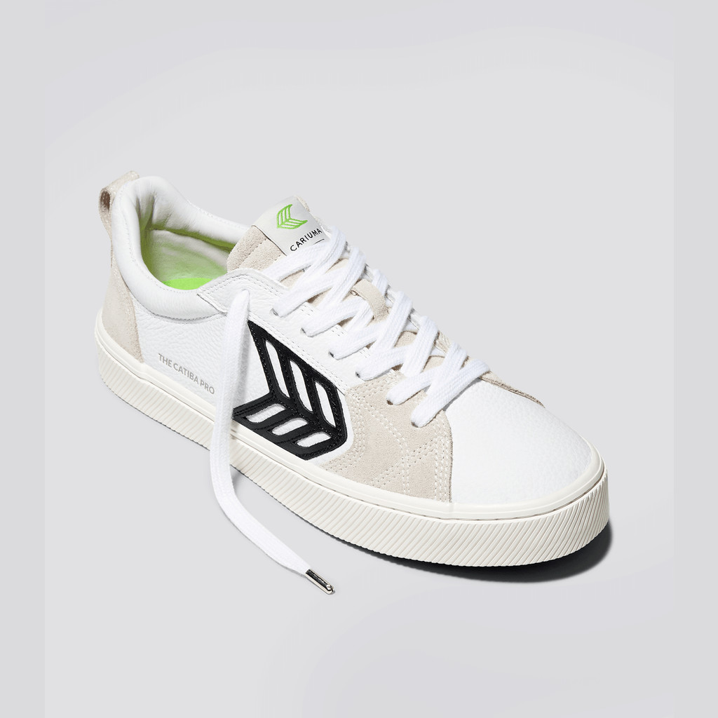 Cariuma Low Top Premium Leather CATIBA PRO Panske Biele Čierne | 35019-AZBG
