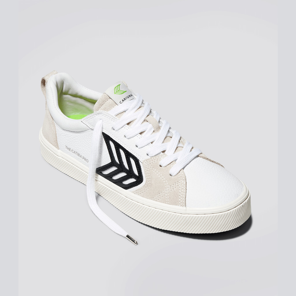Cariuma Low Top Premium Leather Skate CATIBA PRO Damske Biele Čierne | 17508-NKDF